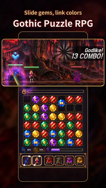 Gem puzzle battle screen